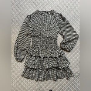 Missguided Chic Houndstooth Tiered Ruffle Dress